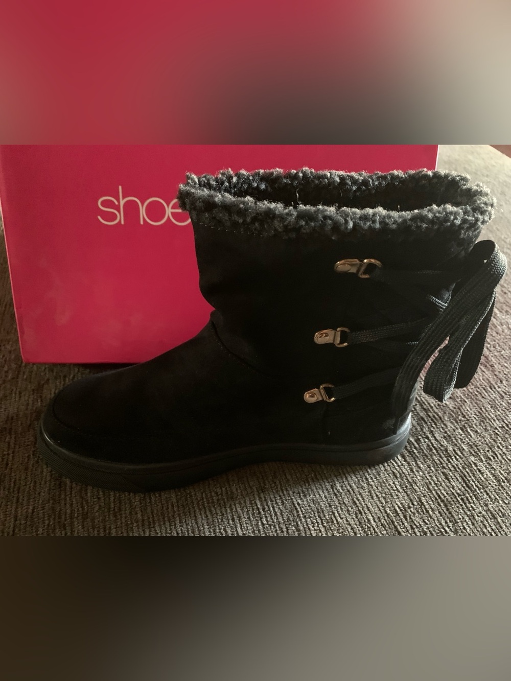 Shoe dazzle Black Fleece-Lined Women's Ankle Boots